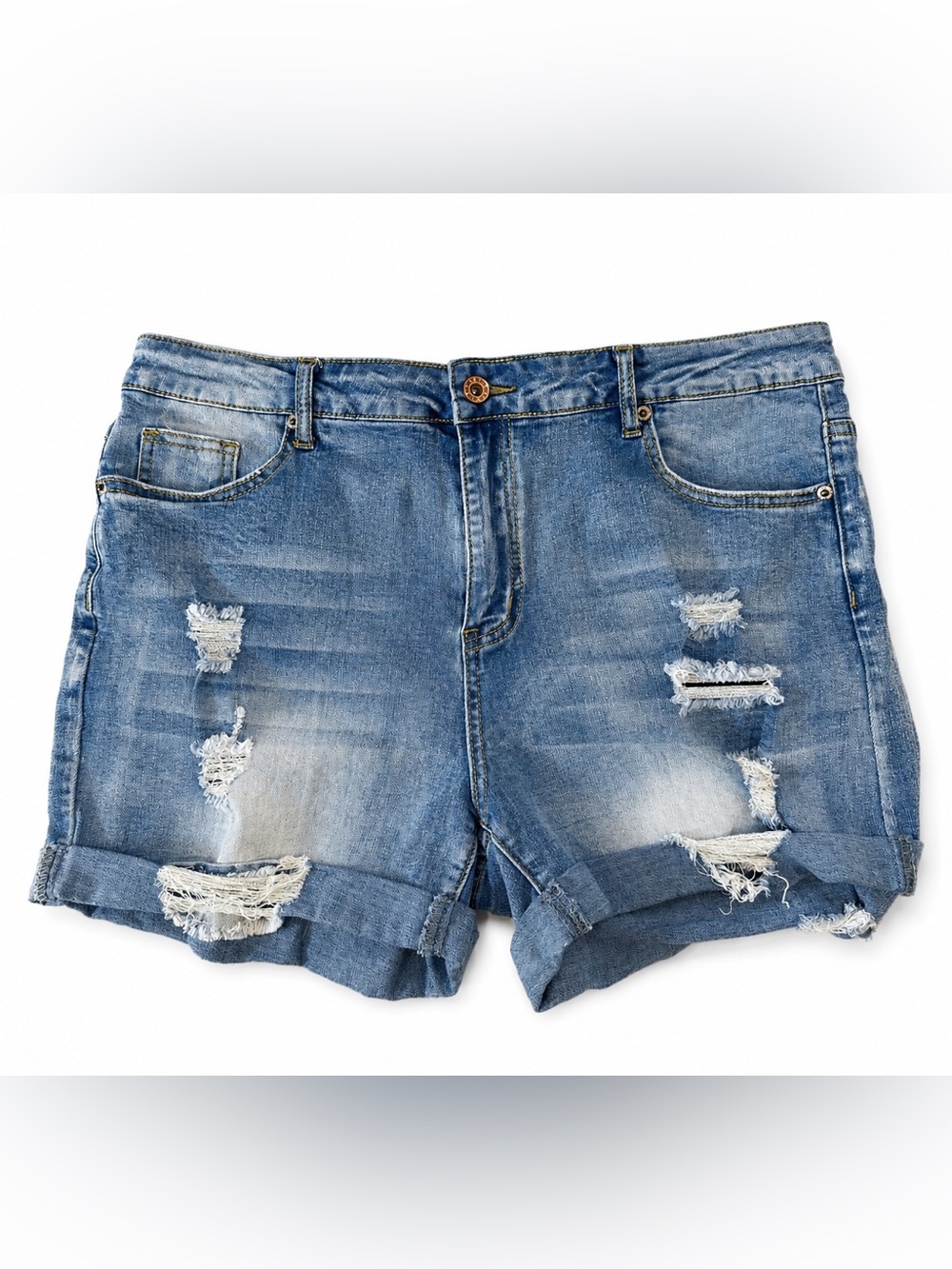 New Jeans XL Jean Shorts Pre-owned Denim Blue Distressed Women Shorts.